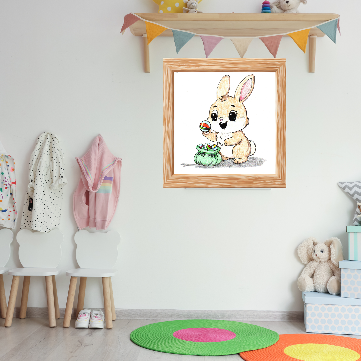 Found Her Marbles Rabbit Art Print | Hand Drawn Bunny Wall Decor