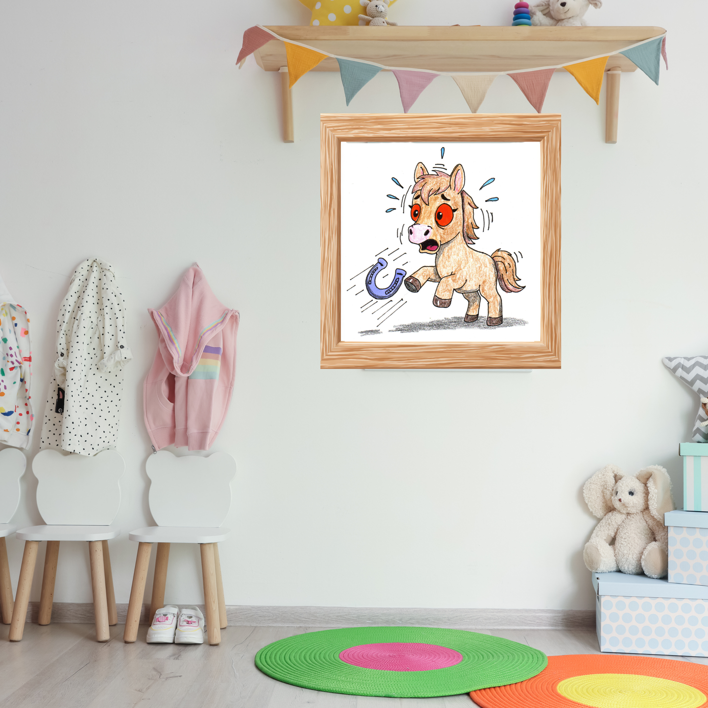 Horse Lost Her Horseshoe Art Print | Hand Drawn Horse Wall Decor